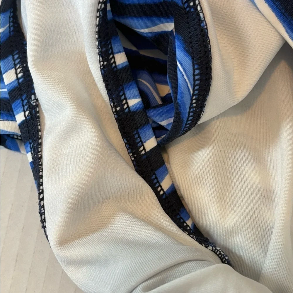 Michael Kors Striped Logo-ring Halter 1pc Swimsuit Blue/ White NWT Size 10